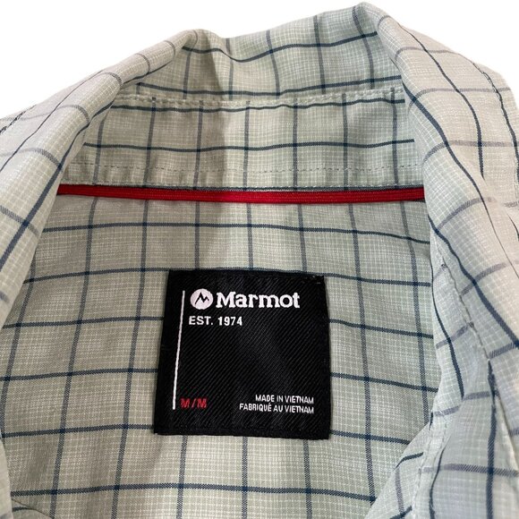 Marmot Eldridge Shirt Men's Size Medium Shirt Sleeve Button Down Green Blue - Picture 2 of 6